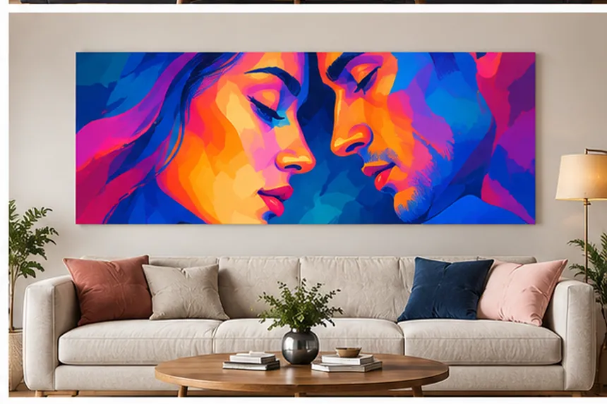 Portrait pop-art de deux visages rapprochés