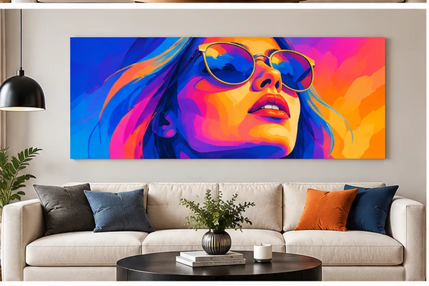 Portrait pop-art d’un visage aux lunettes rondes