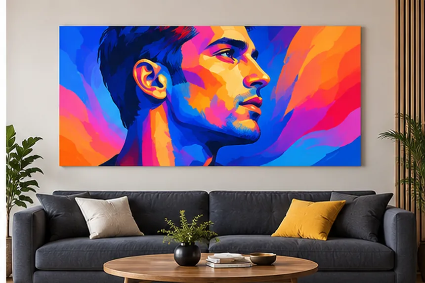Portrait pop-art d’un visage de profil