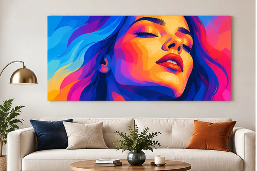 Portrait pop-art d’un visage aux yeux fermés