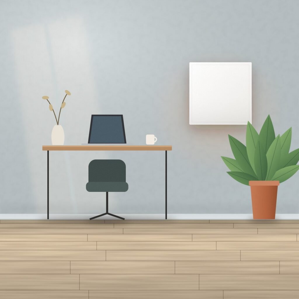 Panneau infrarouge blanc 350 W dans un bureau